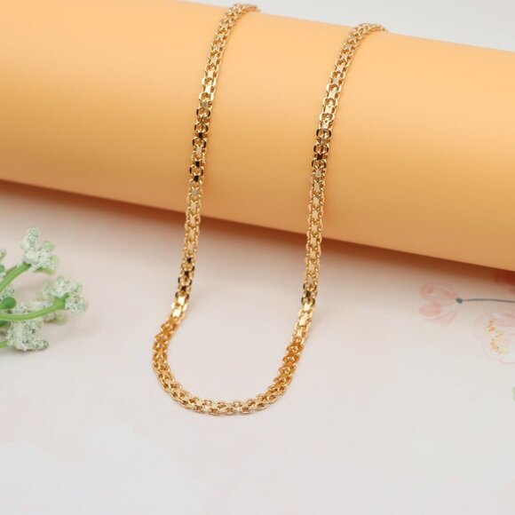 "Classic Rose Gold Flat Link Chain Necklace for Everyday Elegance, XPNL0166 - Picture 8 of 12